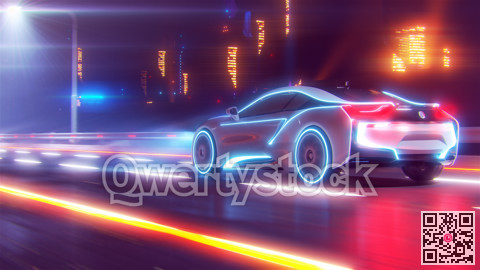 Future car going on the road 3d illustration