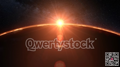 Mars planet sunset sunrise in the space 3d illustration