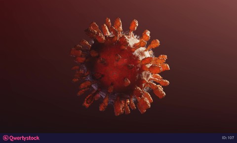 Realistic 3D footage of the isolated respiratory syndrome coronavirus 2 (SARS-CoV-2) formerly known as 2019-nCoV. 3d animation 4k