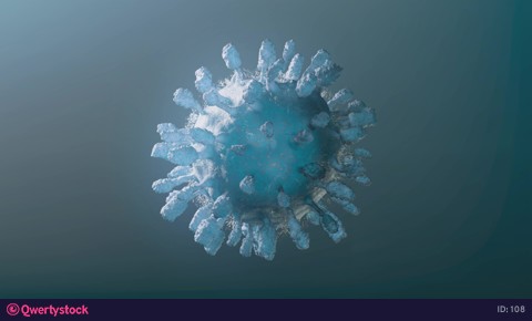 Realistic 3D footage of the isolated respiratory syndrome coronavirus 2 (SARS-CoV-2) formerly known as 2019-nCoV. 3d animation 4k
