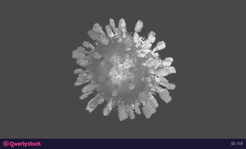 Realistic 3D footage of the isolated respiratory syndrome coronavirus 2 (SARS-CoV-2) formerly known as 2019-nCoV. 3d animation 4k