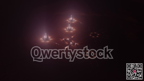 mars colony. flytrough to the base. 3d illustration