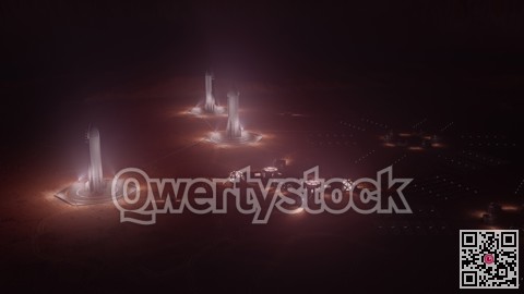 mars colony. flytrough to the base. 3d illustration