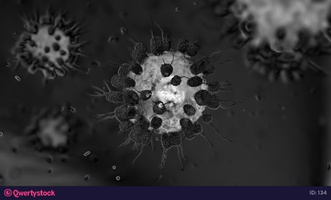 Infected virus inside the blood. Coronavirus concept. also known as 2019-nCov. 3D Rendering.