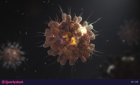 Infected virus inside the blood. Coronavirus concept. also known as 2019-nCov. 3D Rendering.