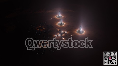 A depiction of a base on a hostile and barren planet. The small colony is equipped with two rovers for astronauts to use for exploration of the surface. 3d illu