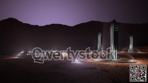 A depiction of a base on a hostile and barren planet. The small colony is equipped with two rovers for astronauts to use for exploration of the surface. 3d illu