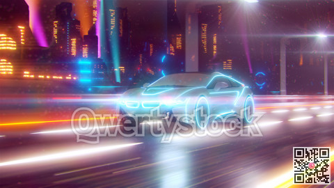 Future car going on the road 3d illustration