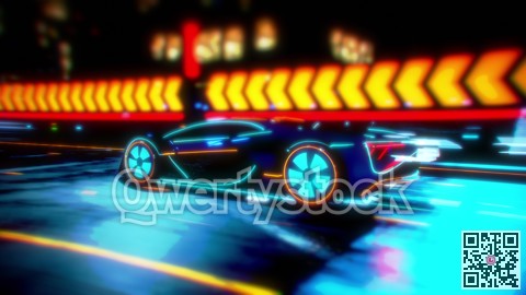 Future car going on the road 4k animation