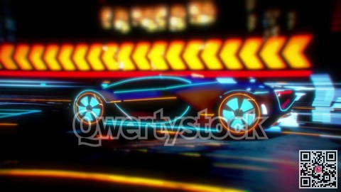 future car going on the road with energetic blast. 3d illustration
