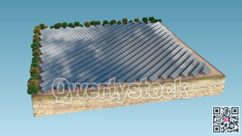 Solar panels, the pure energy of the sun. 3D illustration