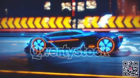 future car going on the road with energetic blast. 3d illustration