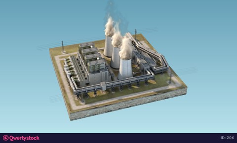 Сoal station isolated on the island. 3d rendering. Animation.4k