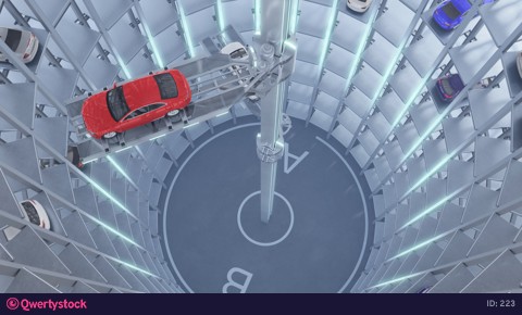 Smart automated car parking system. High quality 4K animation.