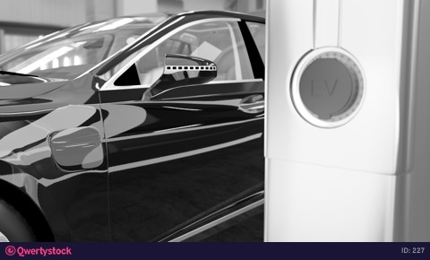 Electric car charging. 4k 3d animation
