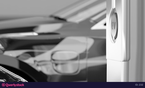 Electric vehicle charging at the charger point. 4k 3d animation
