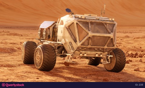 Rover Mars, flying around. Loopable 4k animation.