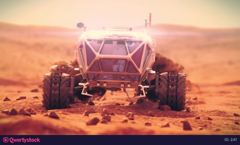 Martian heavy rover moves over rough terrain of Mars