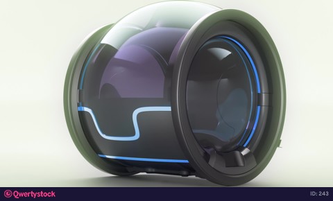 Electric Concept Taxi Car for future. 3d rendering animation with lights blending