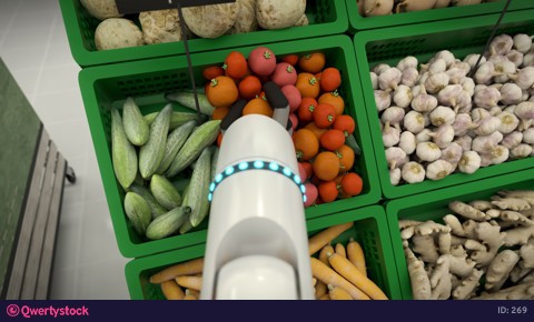 The robot makes a purchase, add products to the basket.4k