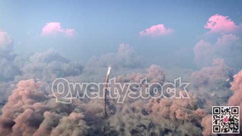 Rocket Launch through the clouds, Starship rocket to the mars. 4k animation