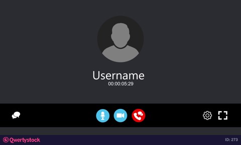 Animated video chat user interface, video calls desktop window overlay with transparency matte. 