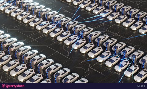 Parking for electric vehicles. The electric field charges cars, energy exchange.
