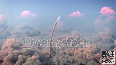 Rocket Launch through the clouds, Starship rocket to the mars. 4k animation
