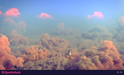 Rocket Launch through the clouds, Starship rocket to the mars. 4k animation