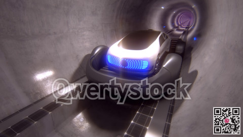 Underground high-speed transport. Personal transport riding on a platform underground in a tunnel. 3d illustration
