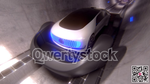 Underground high-speed transport. Personal transport riding on a platform underground in a tunnel. 3d illustration