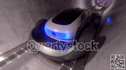 Underground high-speed transport. Transportation of people on the ground in the tunnel. 3d illustration