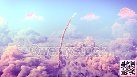 Rocket Launch through the clouds, Starship rocket to the mars. 4k animation