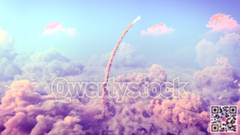Rocket Launch through the clouds, Starship rocket to the mars. 4k animation