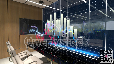 Growth halogram. Glowing plasma halogram in the office. 3D illustration