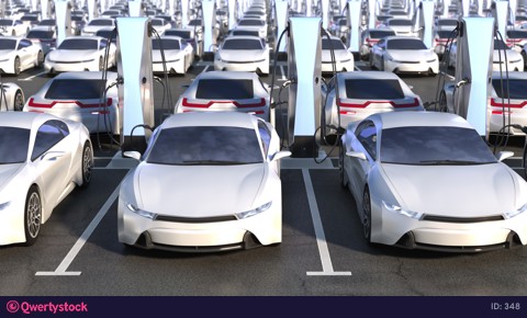 Parking electric cars. Charging stations.