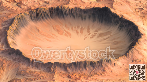 Crater of a former lake on the planet Mars. 3d illustration