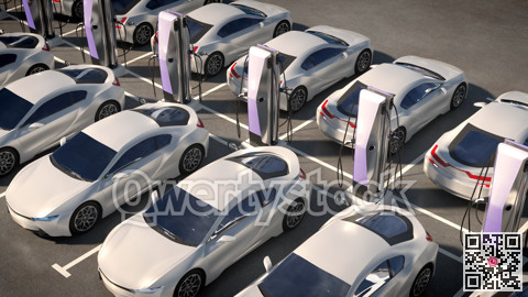 Parking electric cars. Charging stations, fast charging cars. 3d illustration