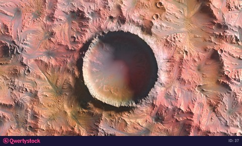 planet mars crater zoom in