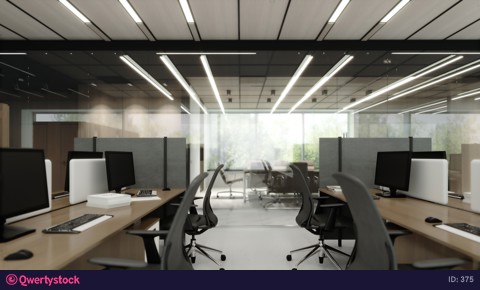 A span of modern office space. Empty office.