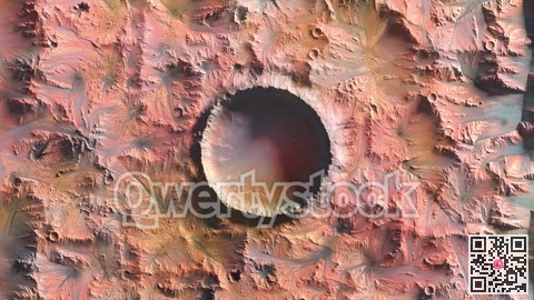 Mars Planet, Crater top view 3d illustration