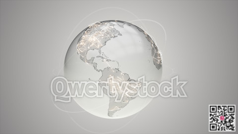 A transparent planet view of the continents of north South America. 3D illustration