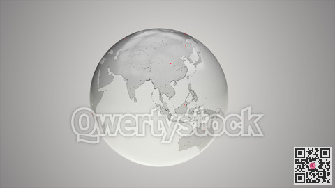 The planet is a transparent view, the continent of Eurasia. 3D illustration