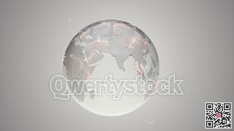 Planet with isols, global Internet communication hubs. Continents of the mainland. 3D illustration