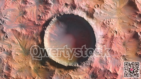 Mars Planet, Crater top view 3d illustration