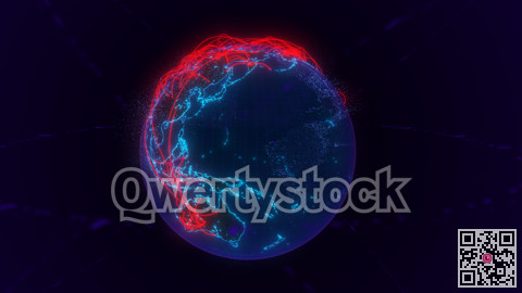 Planet Earth, against a night's background. Glowing internet communication lines. The interaction of continents is a connection. 3D illustration