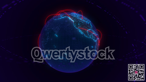 Planet Earth, against a night's background. Glowing internet communication lines. The interaction of continents is a connection. 3D illustration
