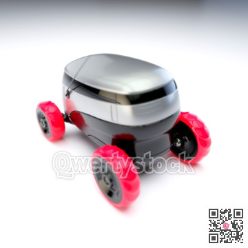 Automated Delivery Robot Service . Modern Smart Wireless Robot Delivers Goods or Food to a Customer. New Technological Iot Business Industry of Delivery Logisti
