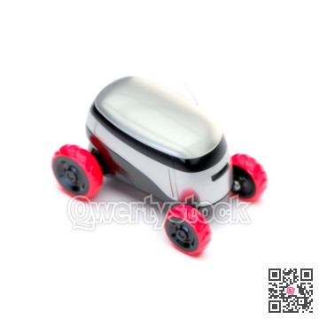 Automated Delivery Robot Service . Modern Smart Wireless Robot Delivers Goods or Food to a Customer. New Technological Iot Business Industry of Delivery Logisti