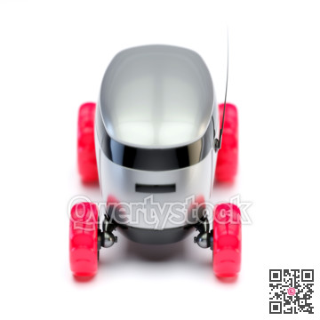 Automated Delivery Robot Service . Modern Smart Wireless Robot Delivers Goods or Food to a Customer. New Technological Iot Business Industry of Delivery Logisti